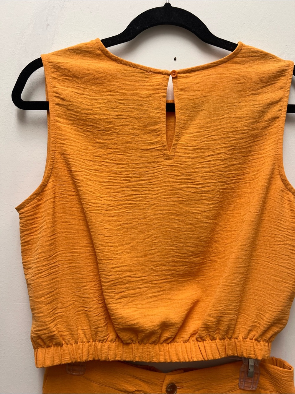 Paper Crane orange two piece crop top sleeveless shirt and wide leg pants set L - Picture 3 of 8